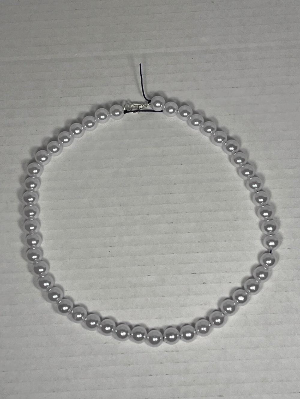 10mm White Faux Pearl Bead Necklace ~18.50 inches